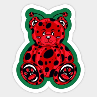 Ladybug Bear With Green Background Sticker
